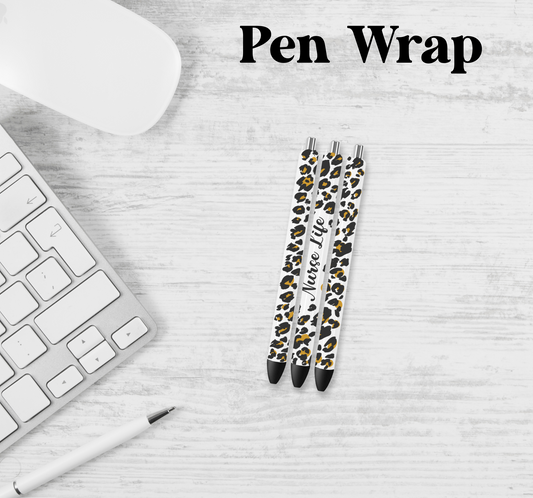 Leopard Nurse Life Pen Wrap Transfer