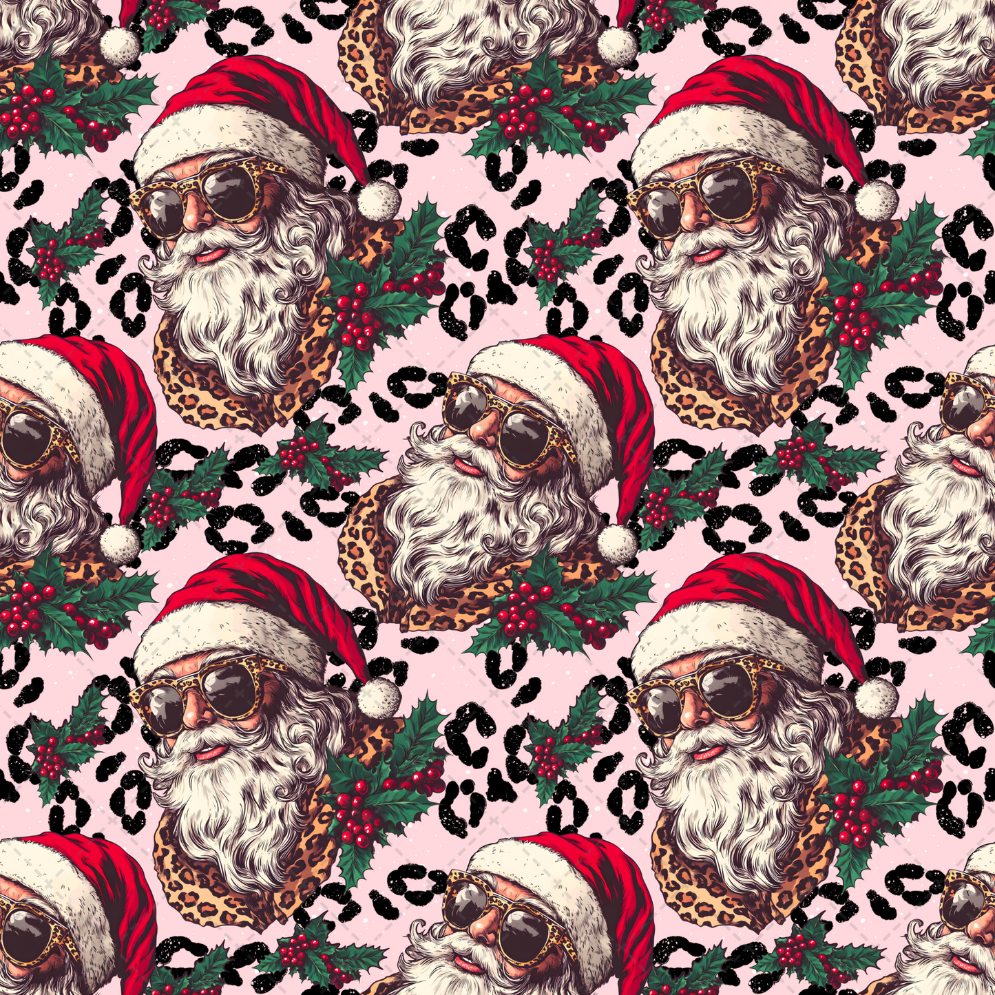 Leopard Santa Seamless Tumbler Wrap - Sublimation Transfer