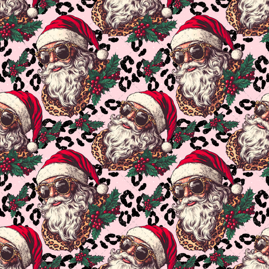 Leopard Santa Seamless Tumbler Wrap - Sublimation Transfer