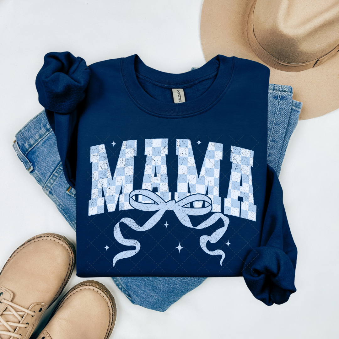 Light Blue Checkered Mama Coquette Transfer