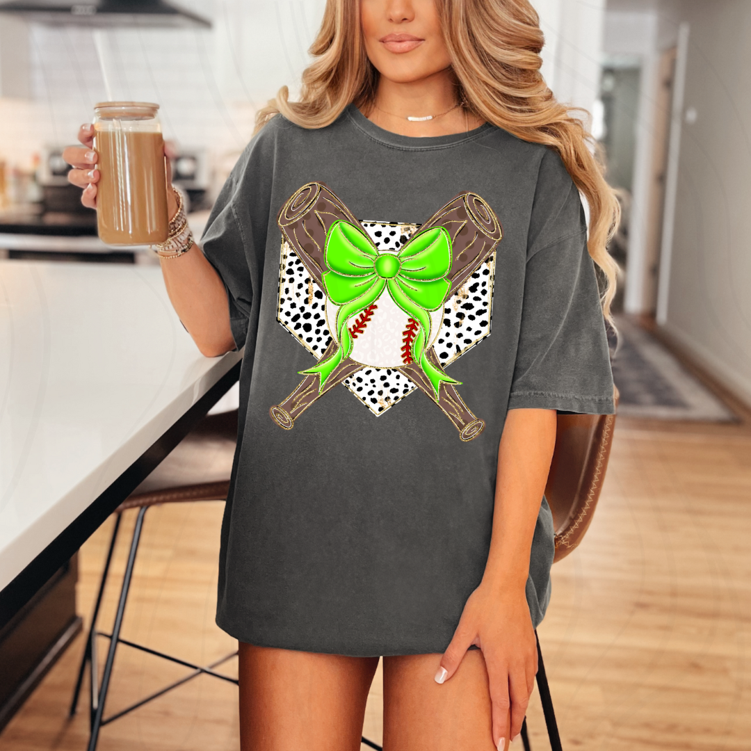 Lime Green Coquette Baseball Transfer