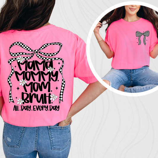 Mama Bruh Checkered Back Transfer ** TWO PART* SOLD SEPARATELY**