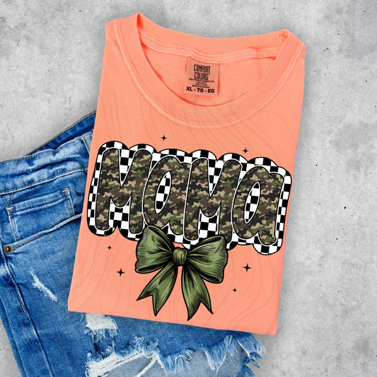 Mama Checkered Camo Coquette Transfer