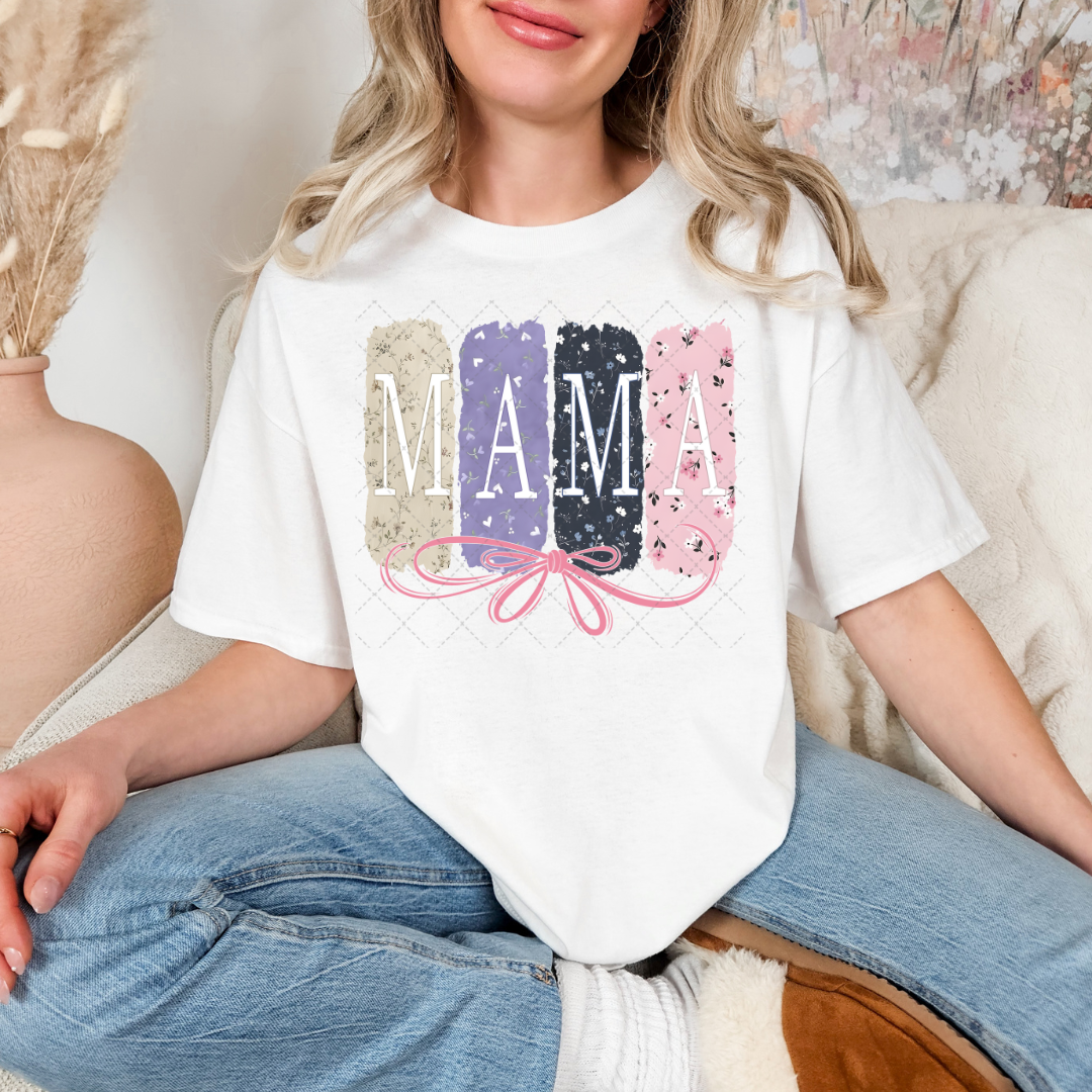 Mama Floral Striped Transfer