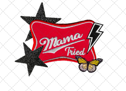 Mama Tired Faux Patch Transfer