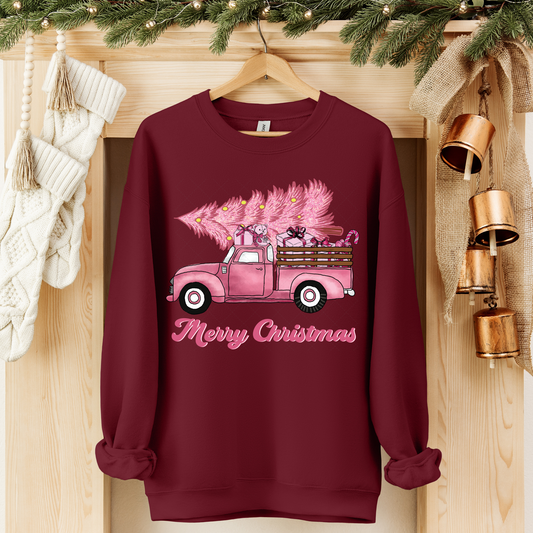 Merry Christmas Pink Truck Transfer