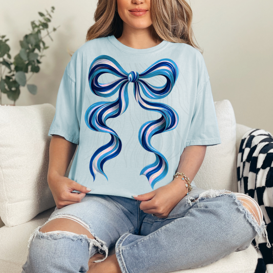Navy Light Blue Long Bow Transfer