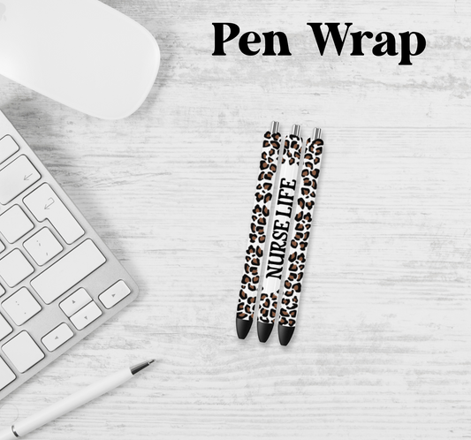 Nurse Life Leopard Pen Wrap Transfer