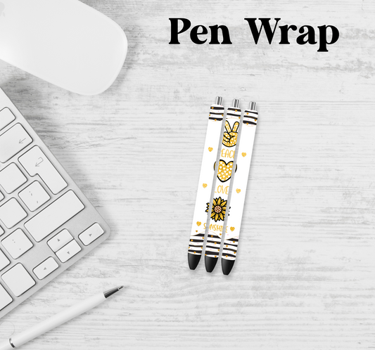 Peace Love Sunflower Pen Wrap Transfer