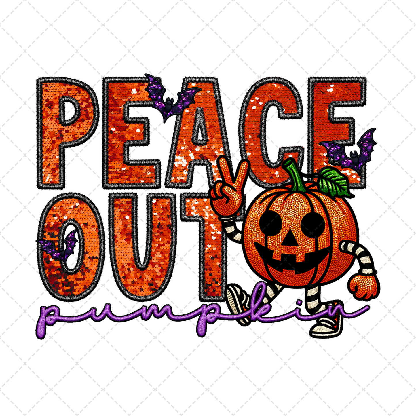 Peace Out Pumpkin Transfer ** TWO PART* SOLD SEPARATELY**