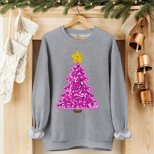 Pink Christmas Tree Sequin Transfer