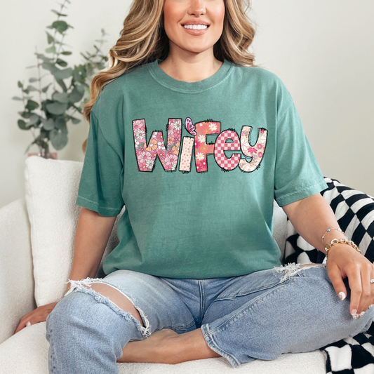 Pink Floral Wifey Transfer