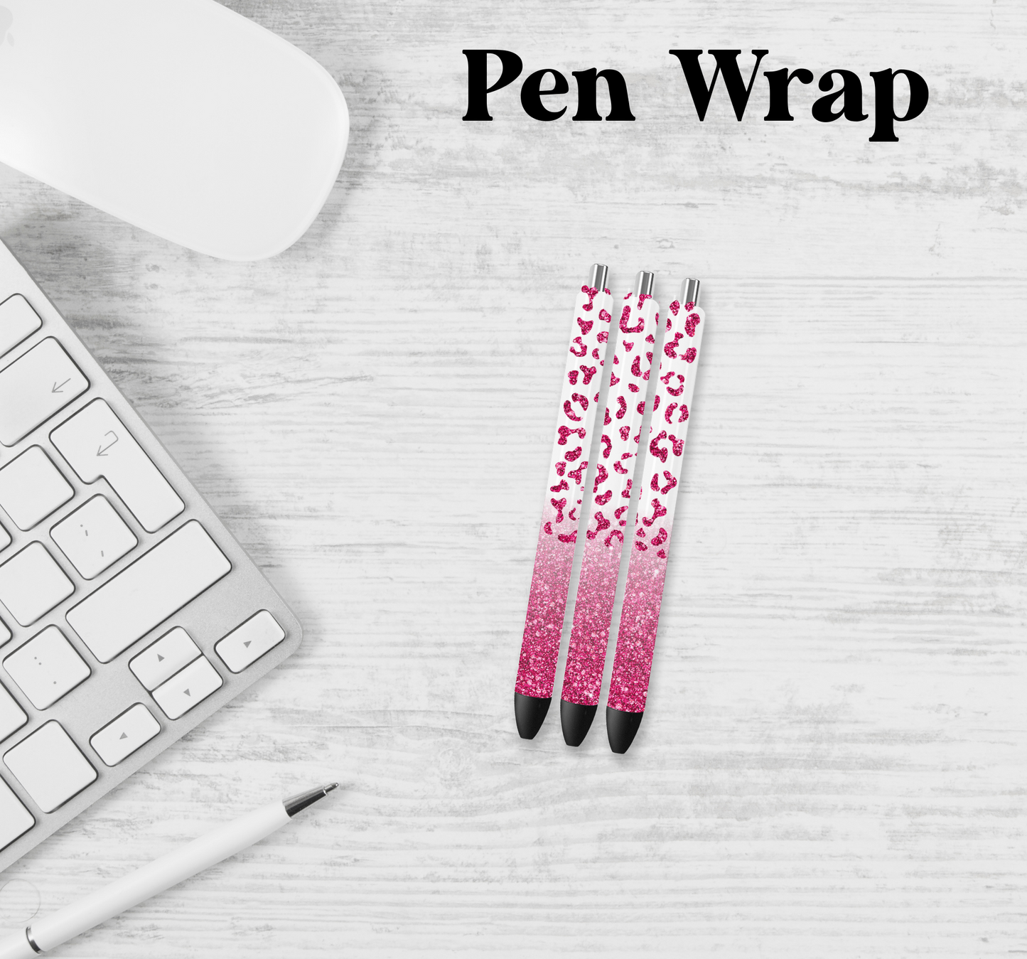 Pink Glitter Leopard Pen Wrap Transfer