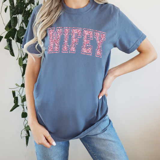 Pink Glitter Wifey Transfer