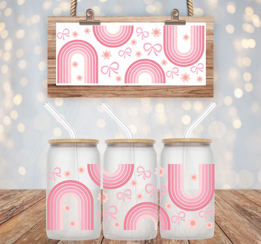 Pink Preppy Rainbows Libbey Wrap Transfer