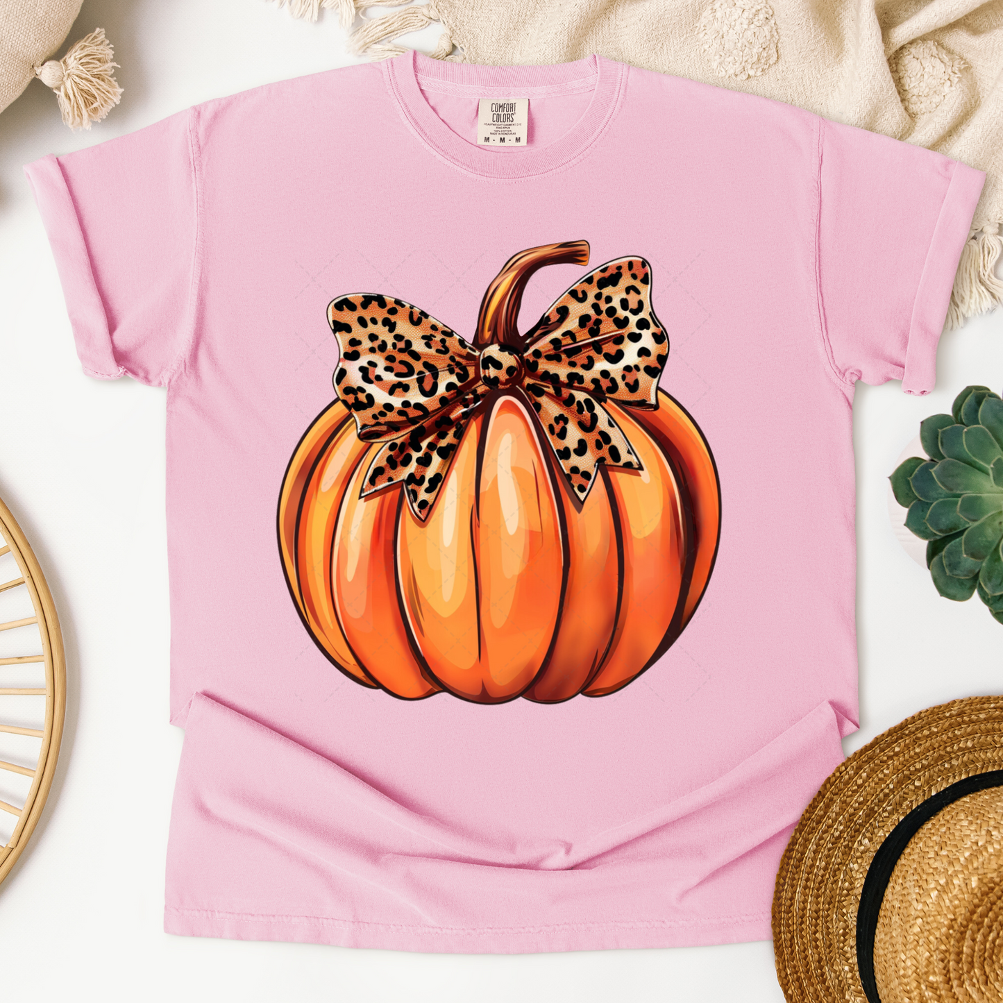 Pumpkin Leopard Bow Transfer