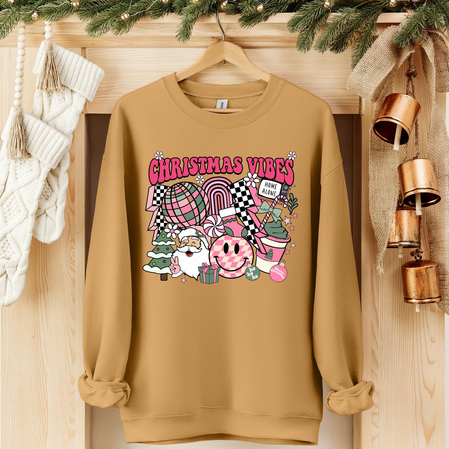 Retro Christmas Pink Transfer