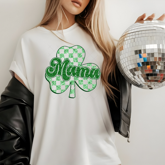 Retro Glitter Mama Shamrock Transfer