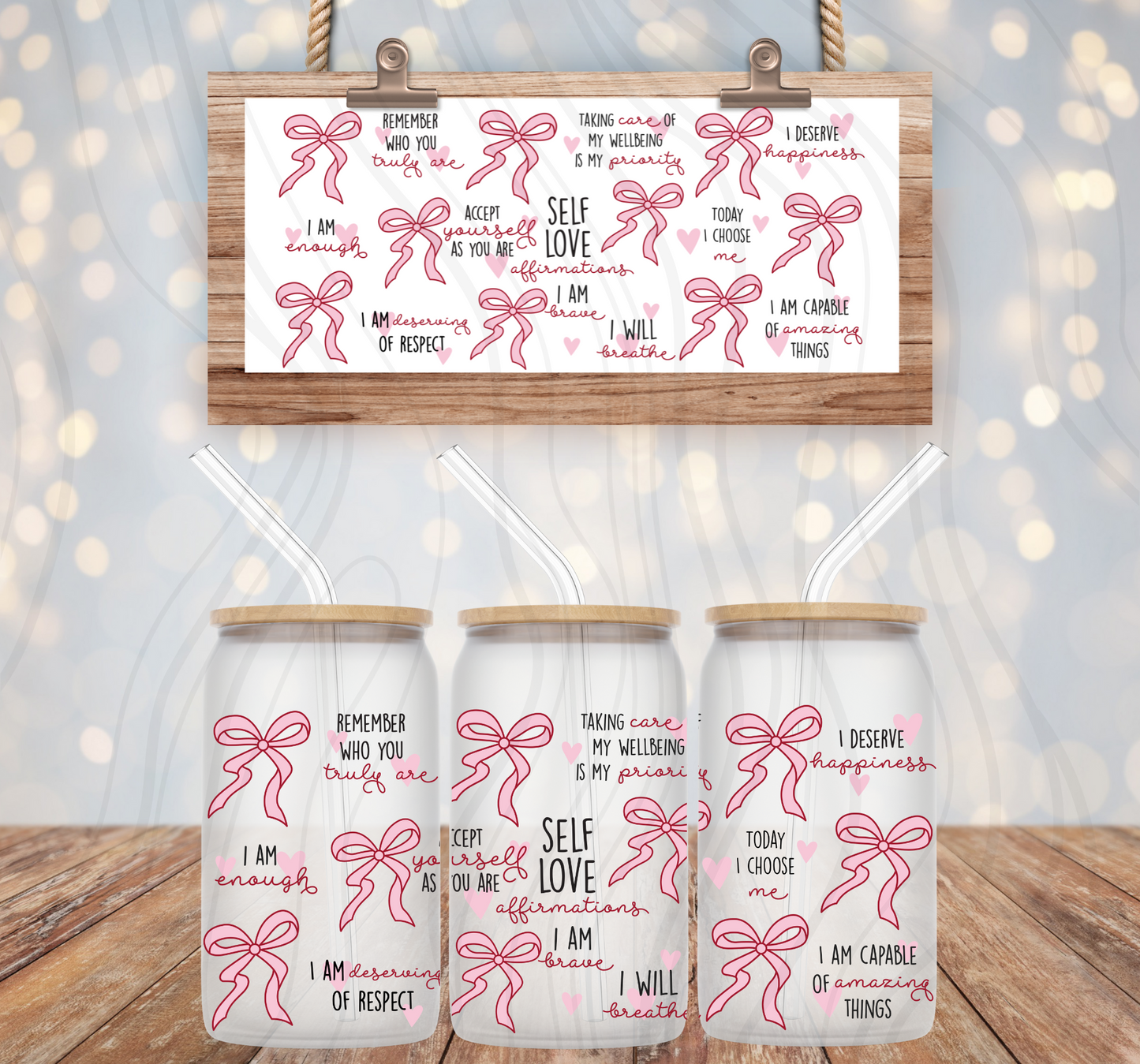 Self Love Affirmations 16oz Libbey Wrap