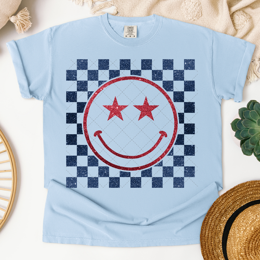 Smiley Checkered USA Transfer