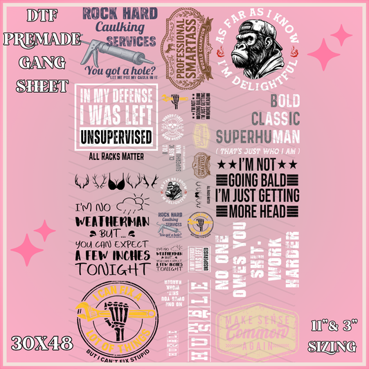 Snarky Men  - 30x48 - PREMADE GANG SHEET