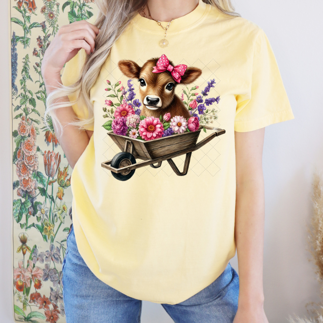 Spring Floral Cow Transfer