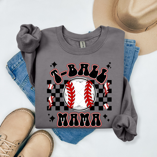 Tball Mama Checkered Transfer