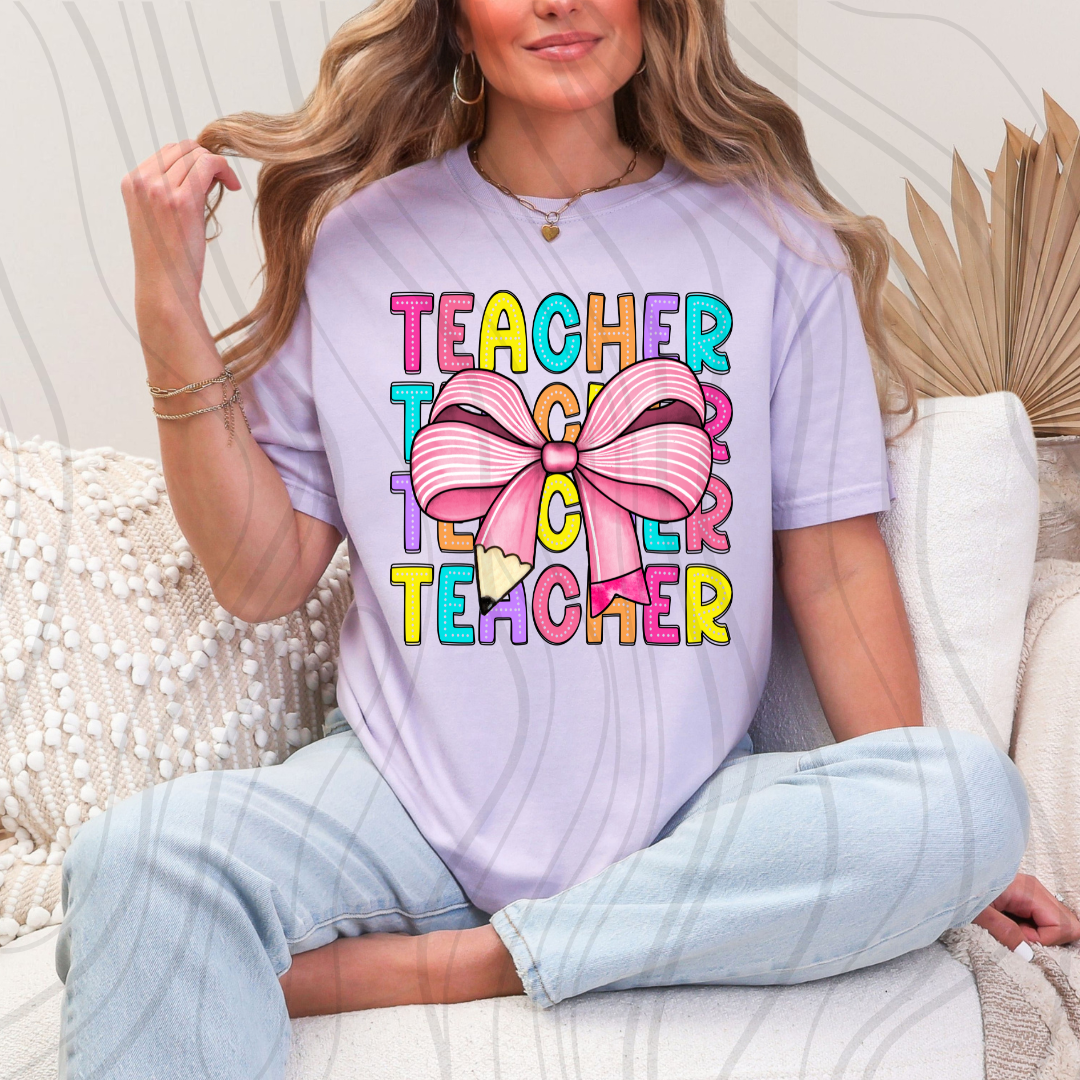 Teacher Coquette Bow Transfer