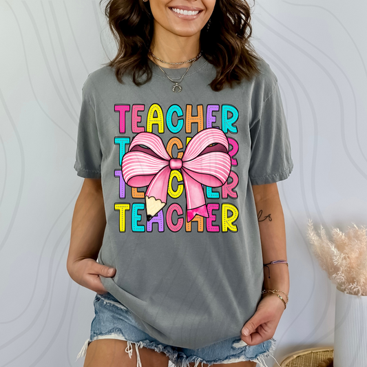 Teacher Coquette Bow Transfer