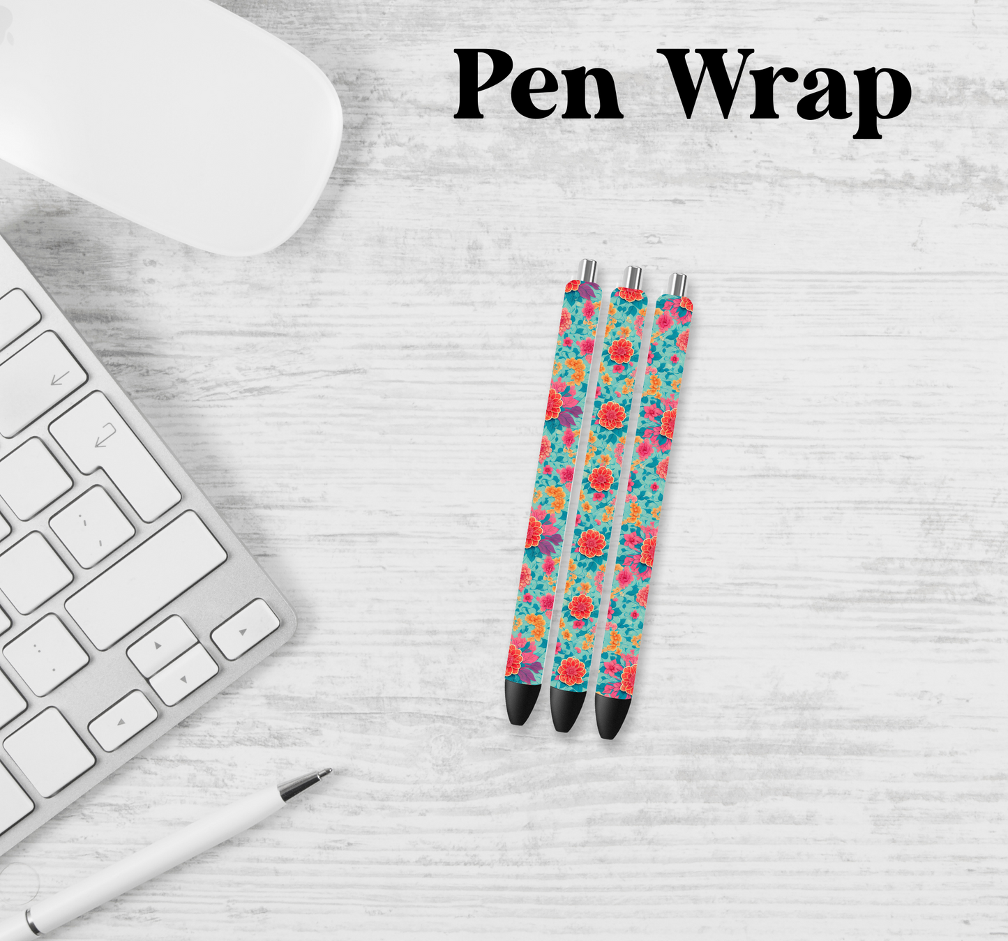 Teal And Pink Pen Wrap Transfer