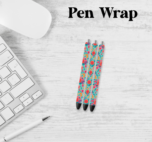 Teal And Pink Pen Wrap Transfer