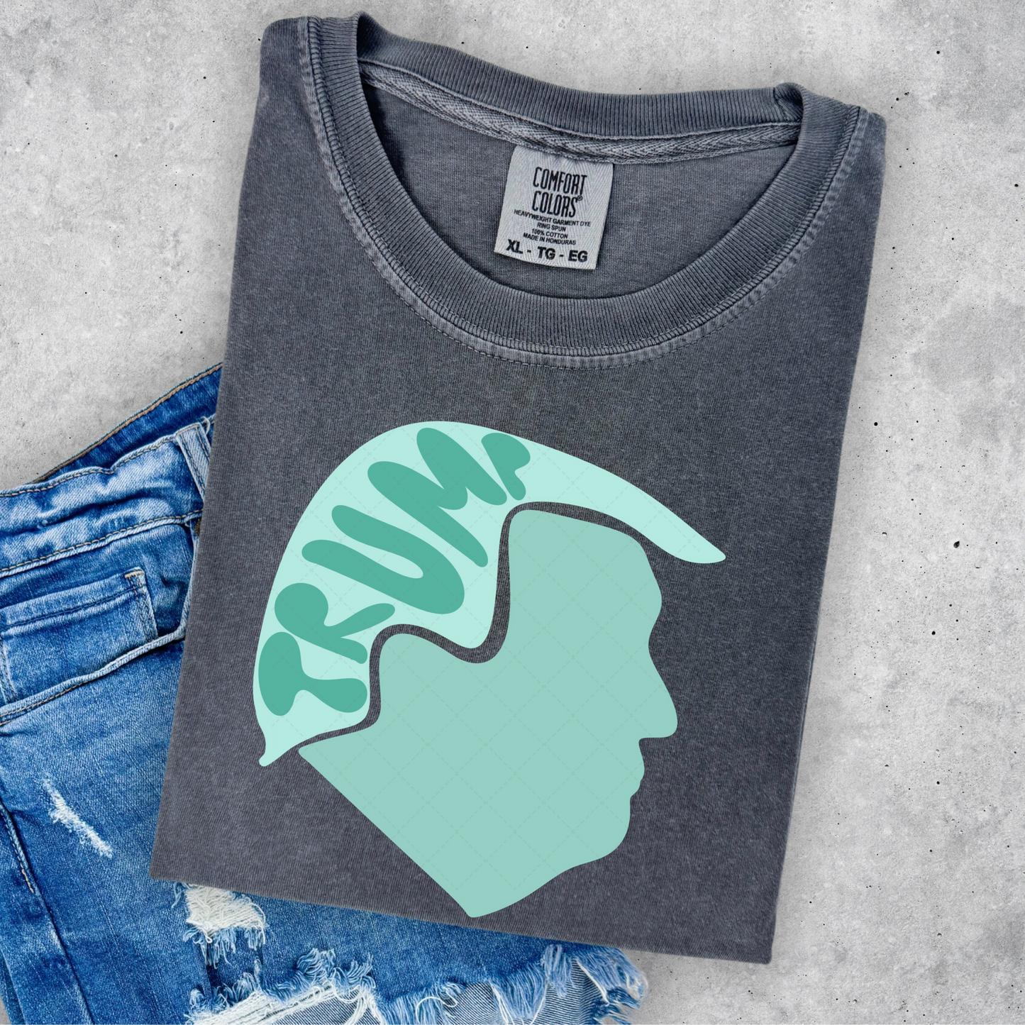 Trump Silhouette Teal Transfer