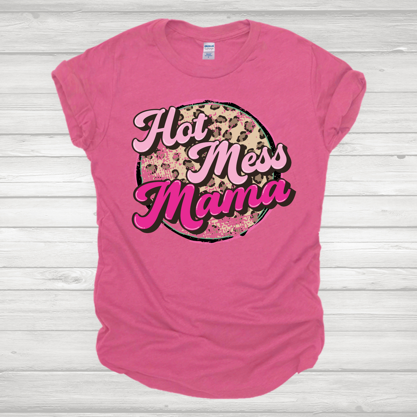 Hot Mess Mama Pink Leopard Transfer