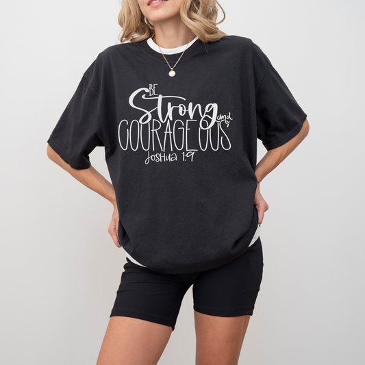 Be Strong & Courageous White Transfer
