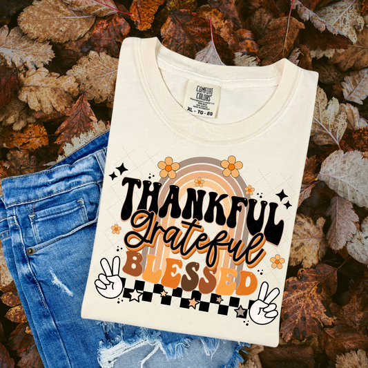 Thankful Grateful Blessed Boho Transfer