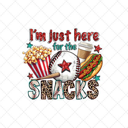 Im Just Here For The Snacks Baseball Transfer
