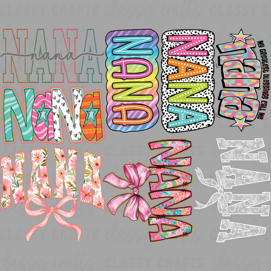 Nana Colorful - 30x24 - PREMADE GANG SHEET