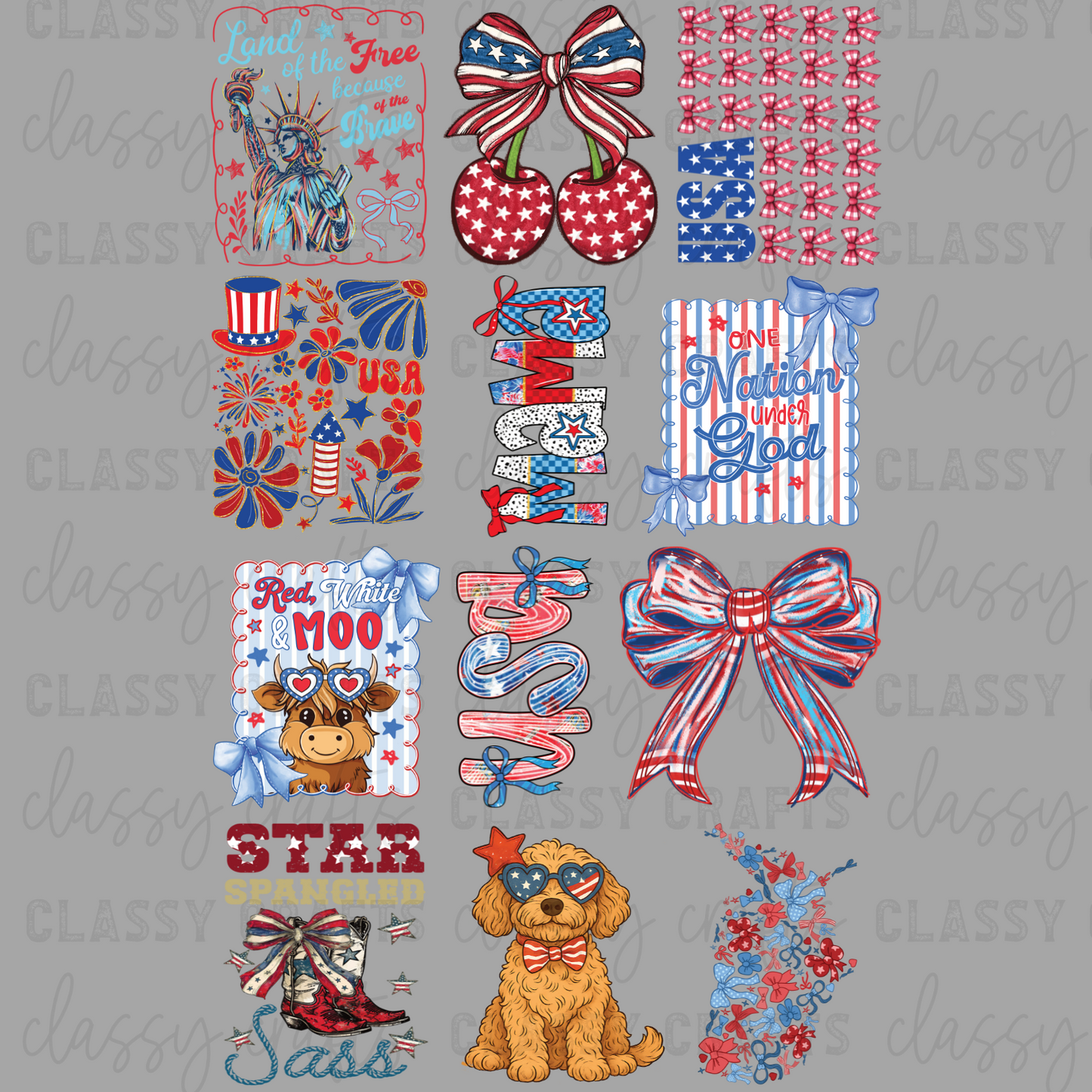Preppy 4th Of July - 30x48 - PREMADE GANG SHEET