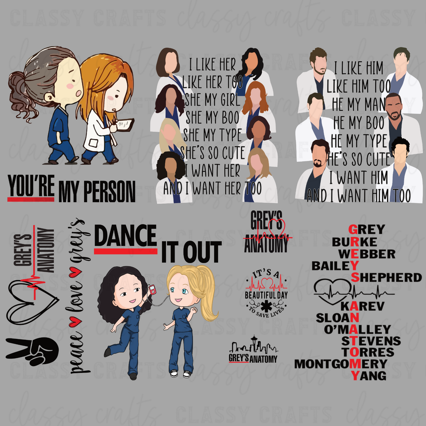 Greys Anatomy- 30x24 -PREMADE GANG SHEET