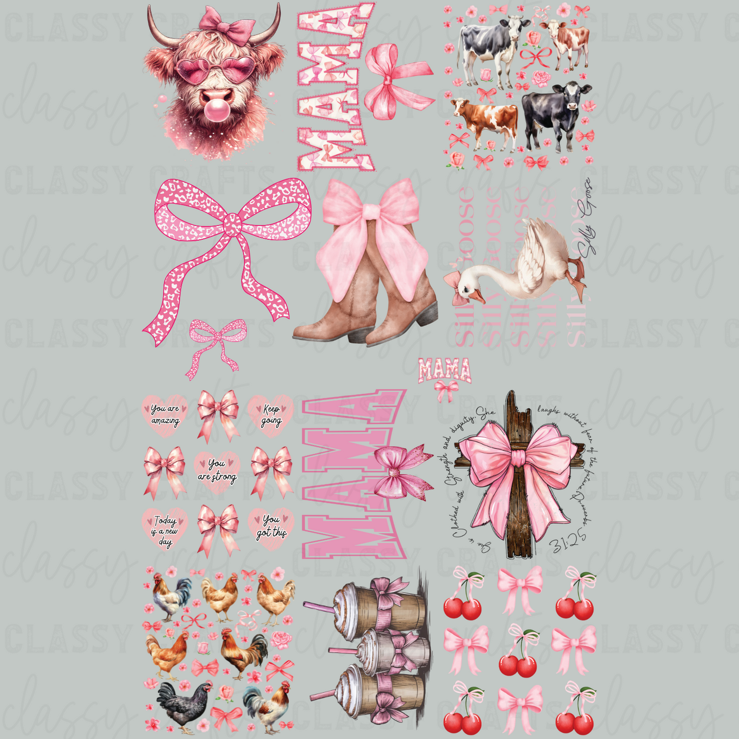 Pretty In Pink - 30x48 - PREMADE GANG SHEET