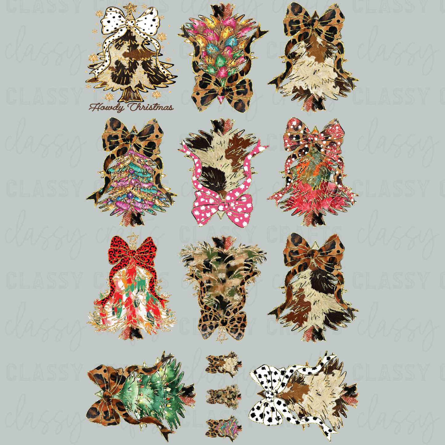 Animal Print Christmas Trees - 30x48 - PREMADE GANG SHEET