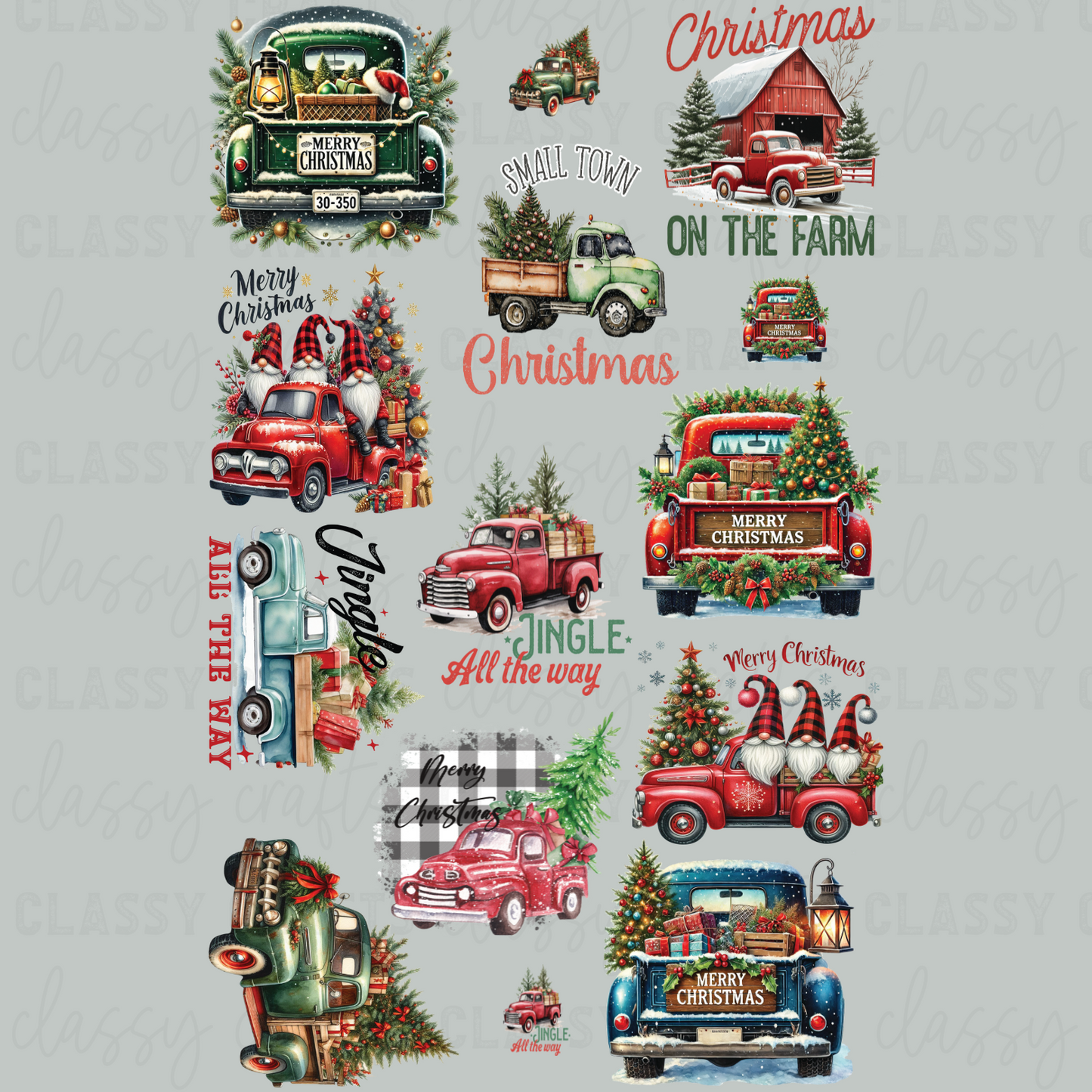 Christmas Trucks - 30x48 - PREMADE GANG SHEET