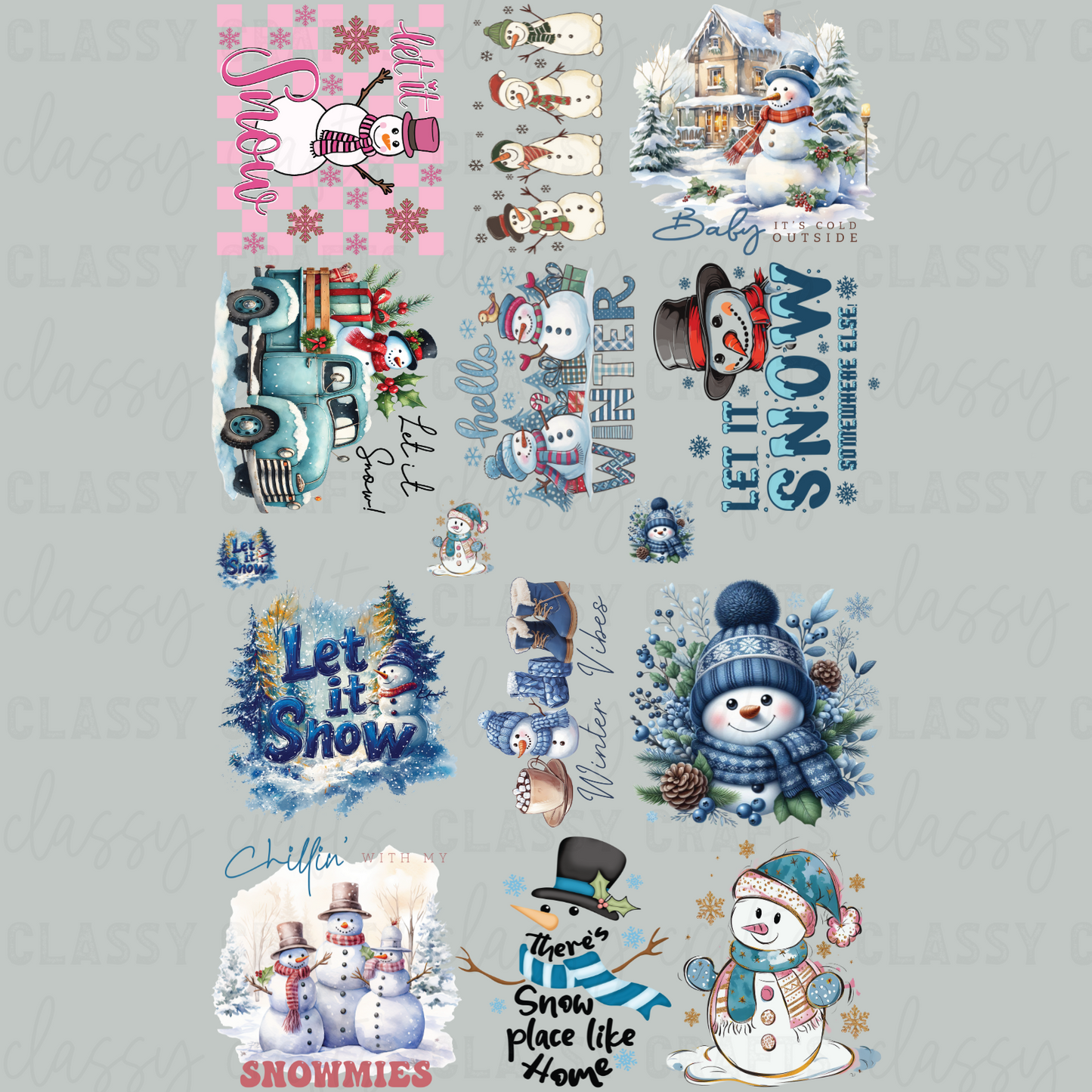 Winter Snowman - 30x48 - PREMADE GANG SHEET