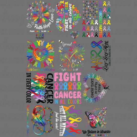 Fight Cancer In All Colors - 30x48 - PREMADE GANG SHEET