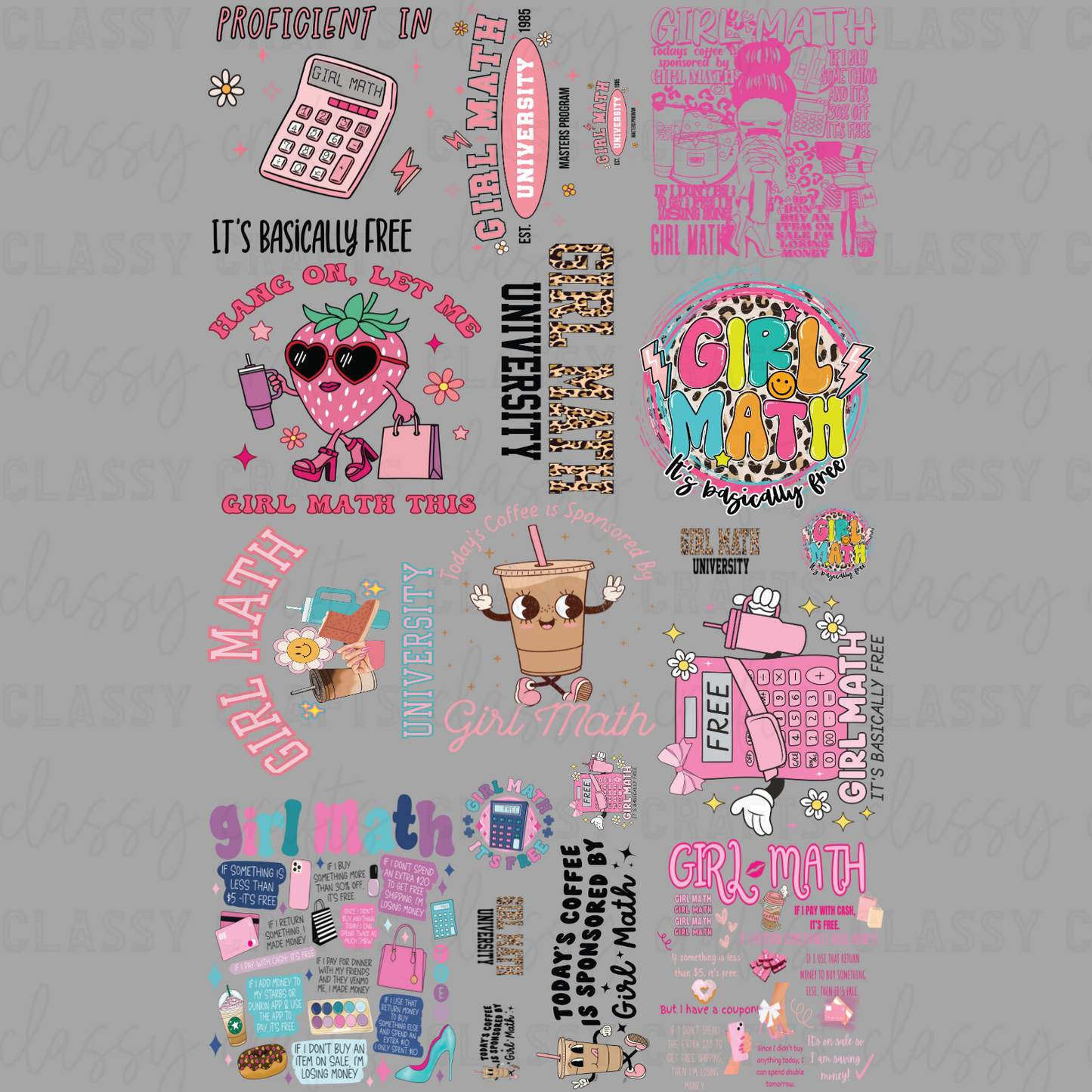 Girl Math - 30x48 - PREMADE GANG SHEET