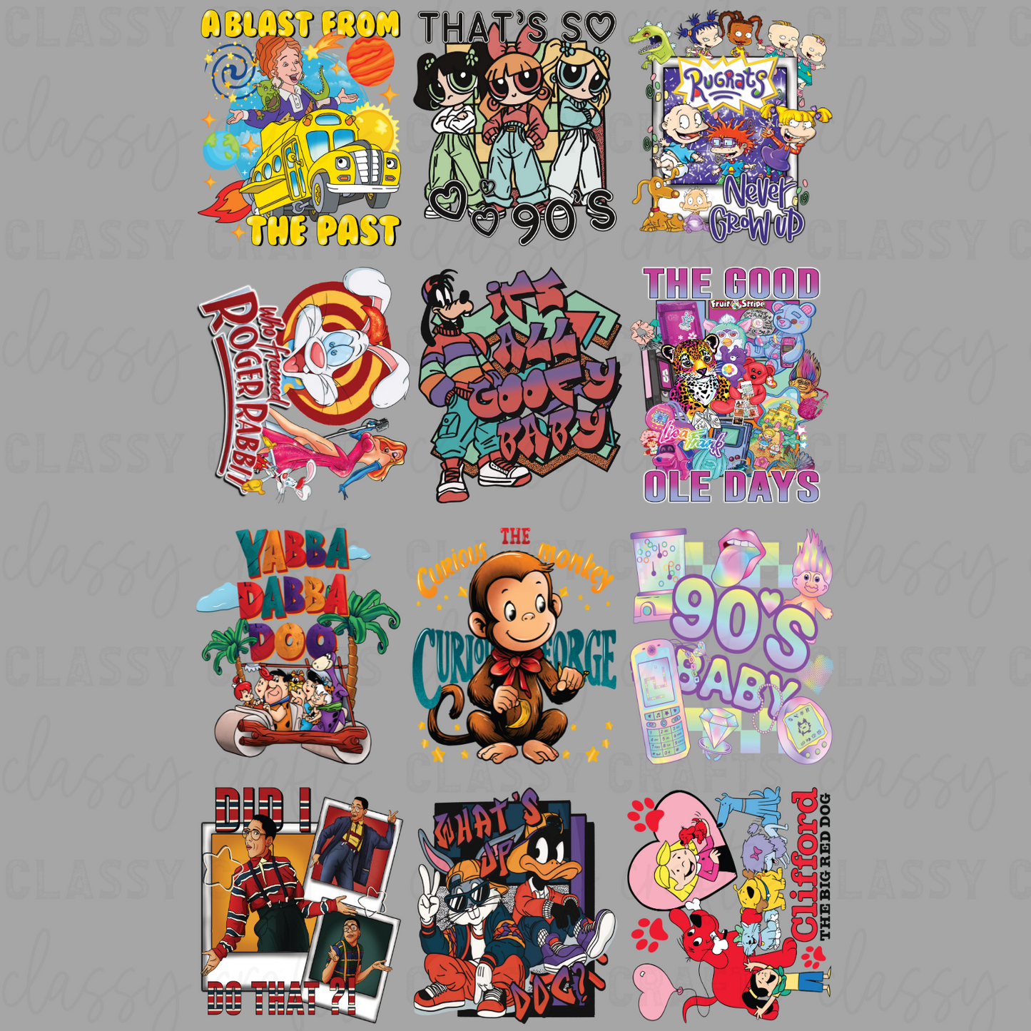 Throwback Cartoons - 30x48 - PREMADE GANG SHEET