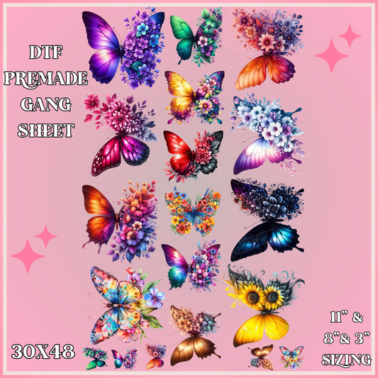 Spring Butterflies - 30x48 - PREMADE GANG SHEET