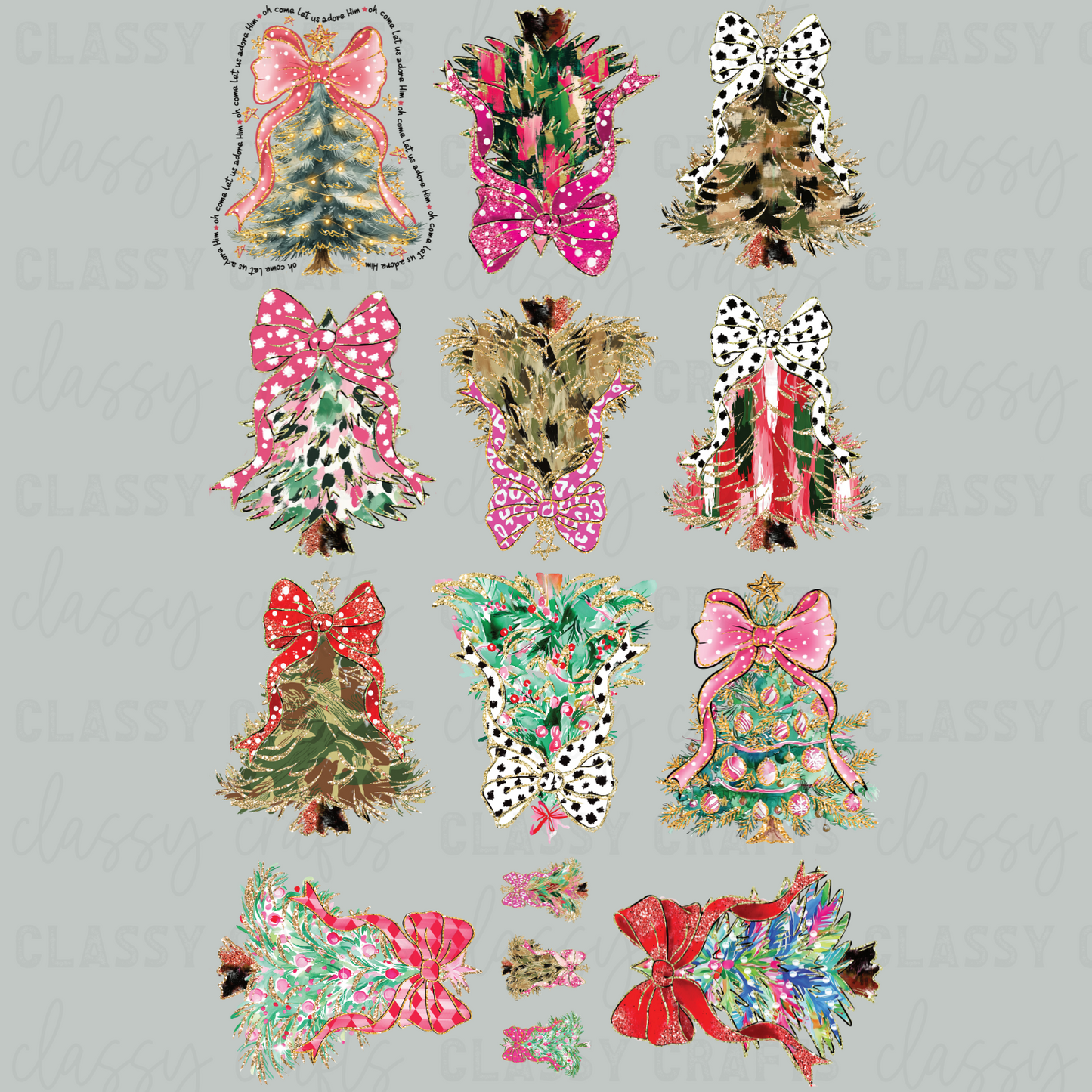 Coquette Christmas Trees - 30x48 - PREMADE GANG SHEET