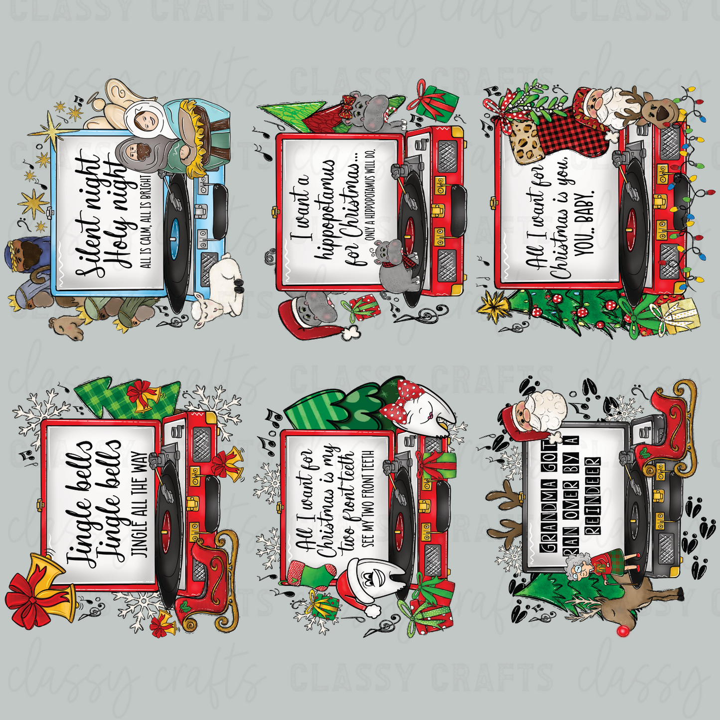 Christmas Records - 30x24 -PREMADE GANG SHEET