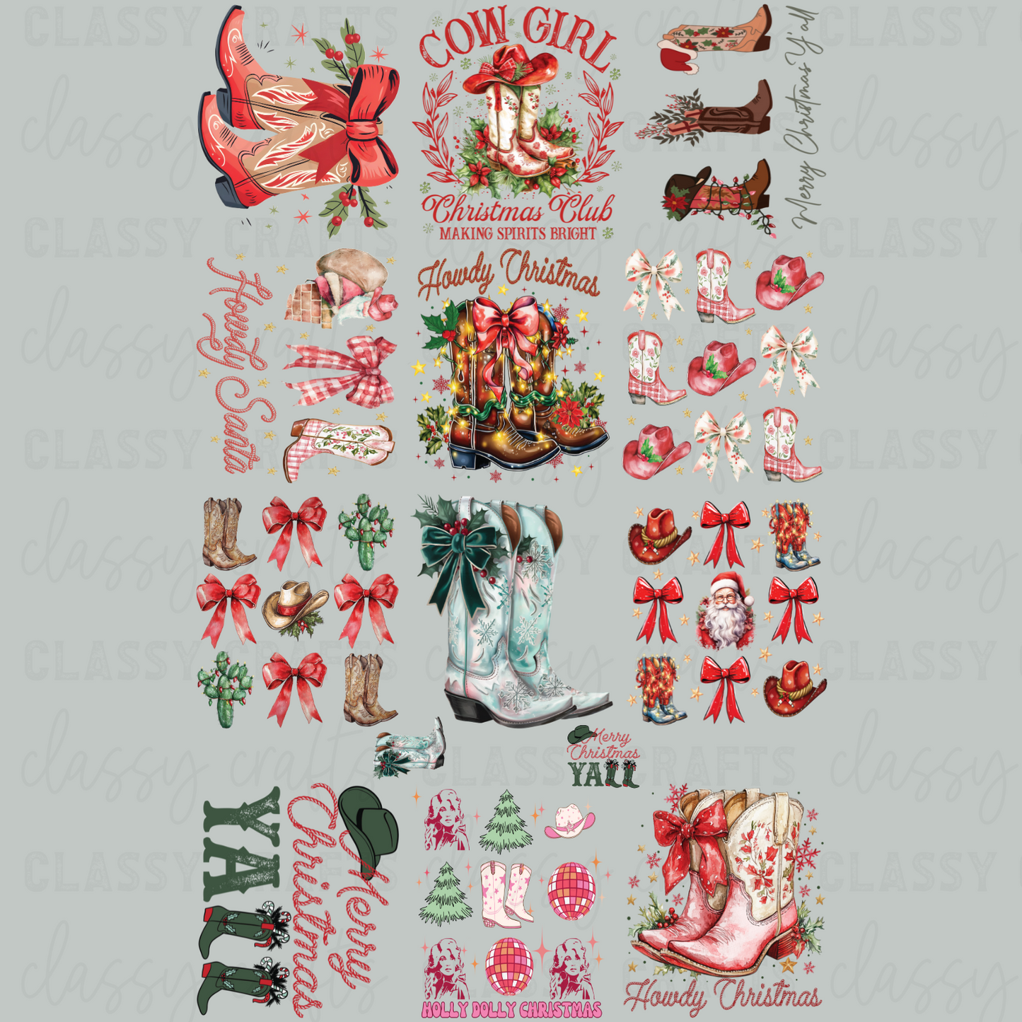 Merry Christmas Y'all - 30x48 - PREMADE GANG SHEET